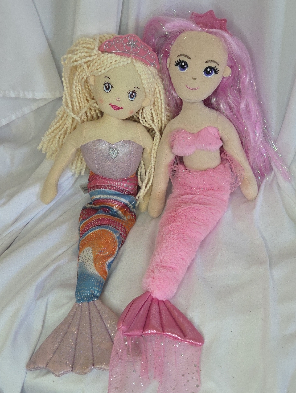 Plush Mermaid Dolls - Pink & Multicolor Tails Bundle Of 2 Ganz Aurora